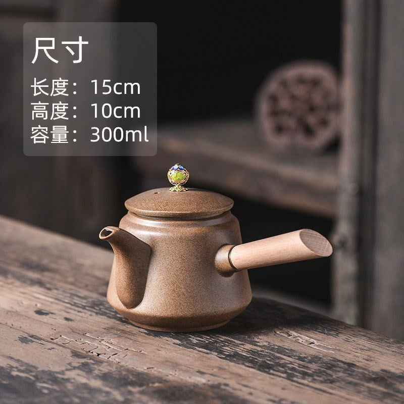 围炉煮茶器茶壶套装碳炉泡茶壶侧把壶花茶壶提梁壶陶瓷壶– angao